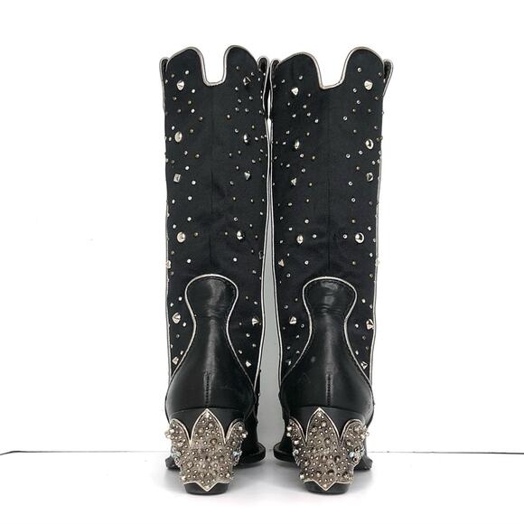 Giuseppe Zanotti Crystals Studded Pull On Western Cowgirl Heeled Boots 37.5 - Picture 4 of 9